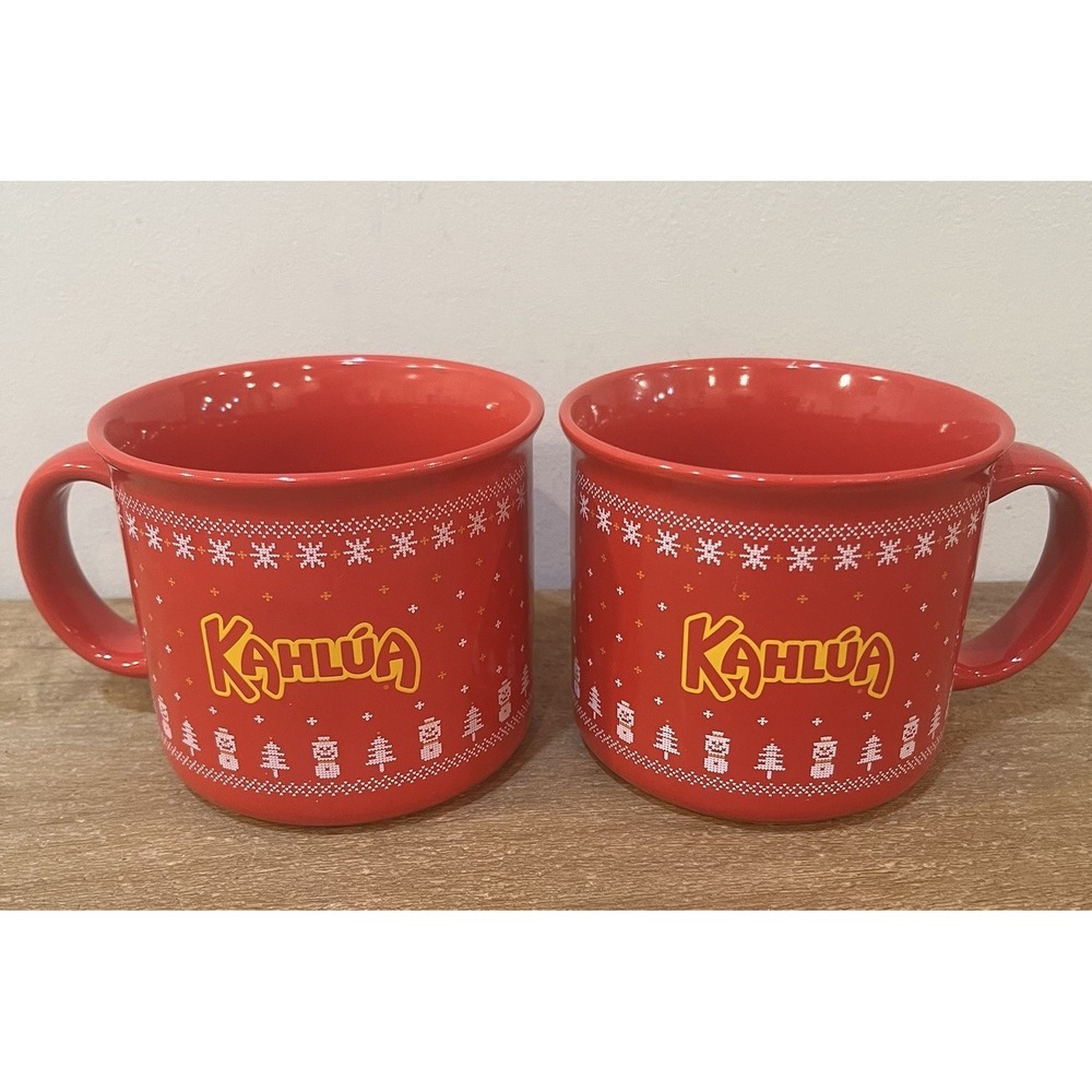 Kahlua Christmas Mugs Set of 2 Red Snowflake Holiday Coffee Cup Festive Gift Set